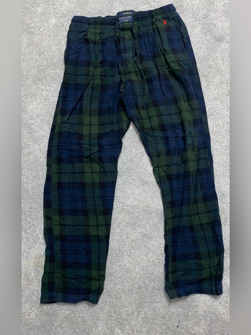 Mens Polo by Ralph Lauren Green & Navy Plaid Lounge Pants